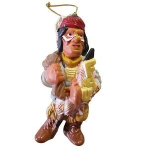 1996 Native American Indian Ceramic Christmas Ornament